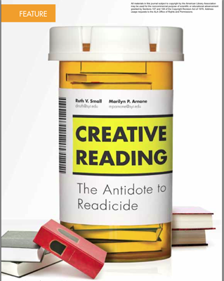 Feature story image of prescription bottle with title of story :Creative Reading: The Antidote to Readicide